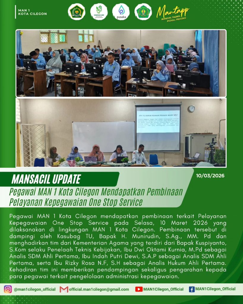 Pegawai MAN 1 Kota Cilegon Ikuti Pembinaan Pelayanan Kepegawaian One Stop Service