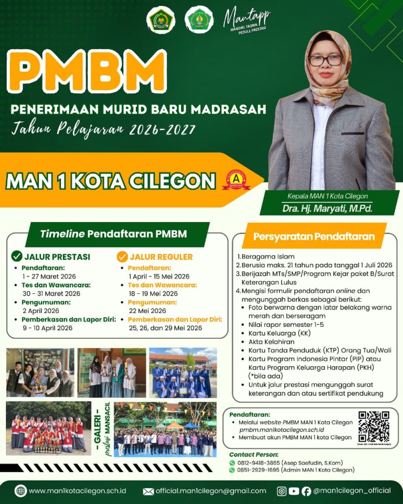 Ayo Bergabung! PMBM MAN 1 Kota Cilegon TP 2026/2027 Telah Dibuka