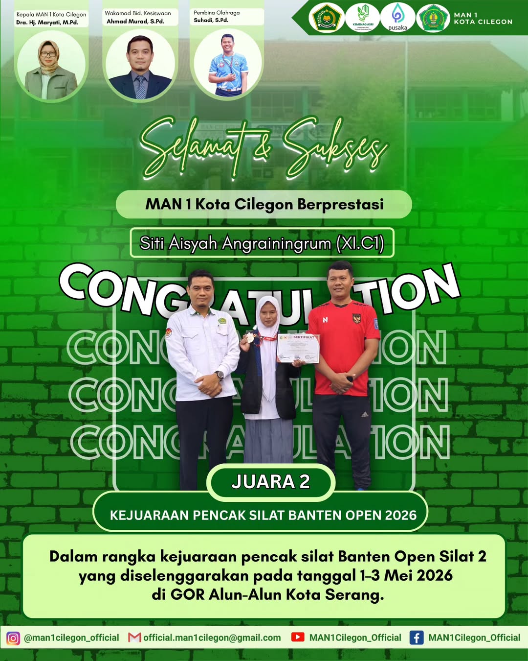 Murid MAN 1 Kota Cilegon Torehkan Prestasi Gemilang di Ajang Banten Open Silat 2026