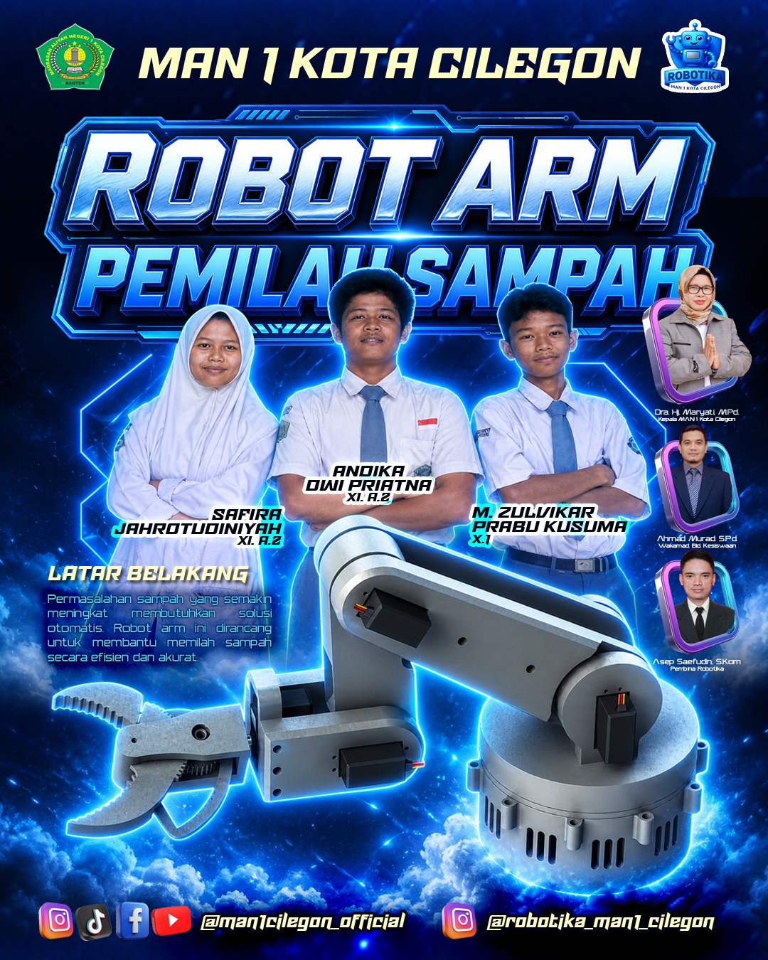 Robot Arm Pemilah Sampah, Inovasi Murid MAN 1 Kota Cilegon Siap Tampil di Ajang Robotic Competition