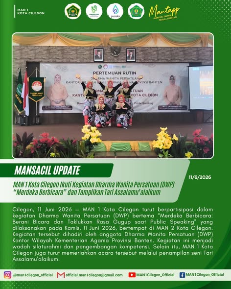 Tampil Memukau dengan Tari Assalamu’alaikum, MAN 1 Kota Cilegon Meriahkan Kegiatan DWP Kemenag Banten “Merdeka Berbicara”