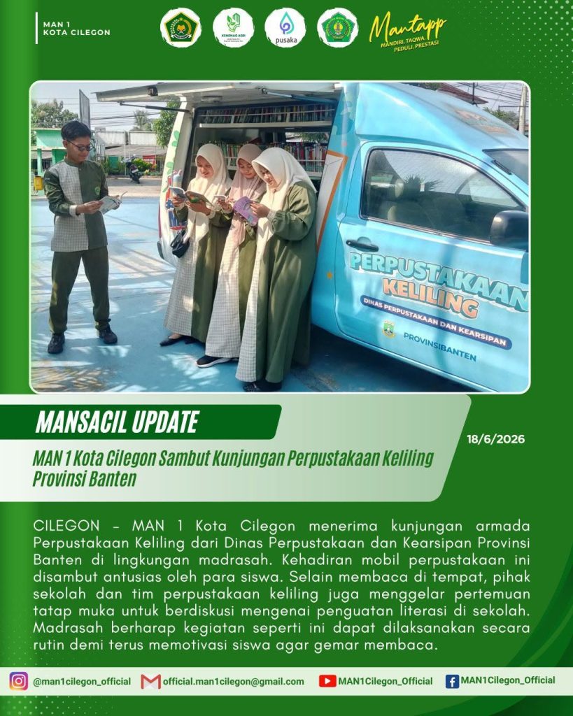 Tingkatkan Minat Baca, MAN 1 Kota Cilegon Sambut Antusias Perpustakaan Keliling Provinsi Banten