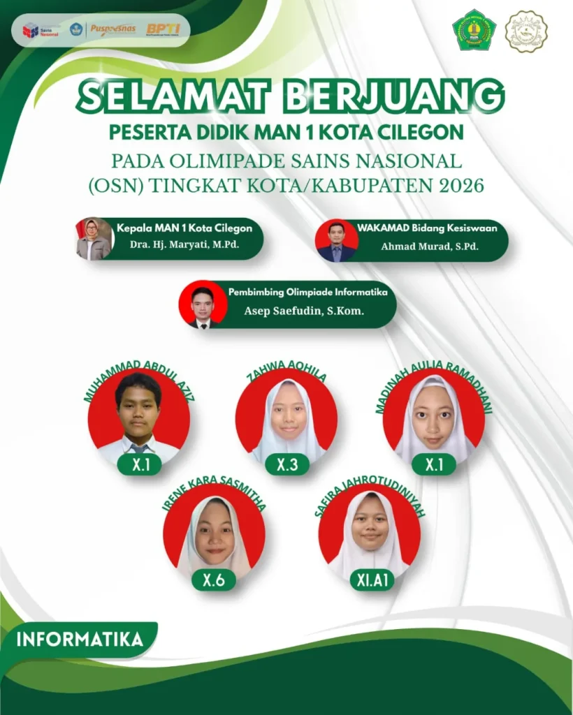Kontingen OSN MAN 1 Kota Cilegon Terjunkan 45 Siswa Terbaik di Tingkat Kota/Kabupaten 2026