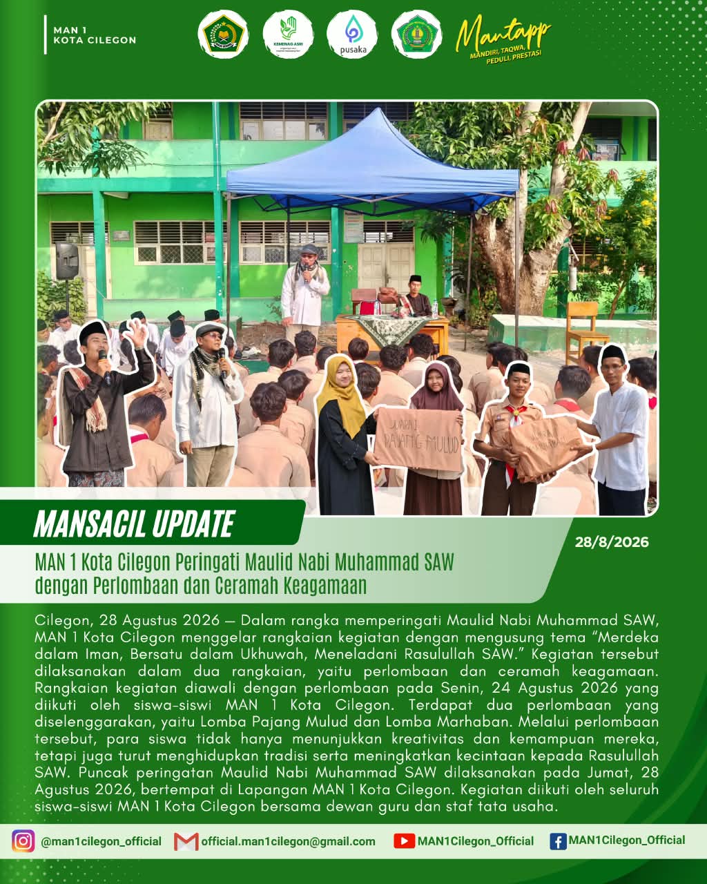 Dukung Pembentukan Karakter Siswa, Polsek Ciwandan Gelar Program “Polisi Peduli Pendidikan” di MAN 1 Kota Cilegon