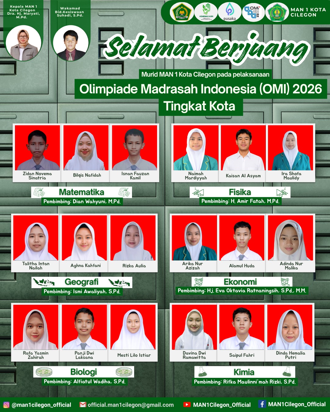 Langkah Pasti Menuju Prestasi, Kontingen MAN 1 Kota Cilegon Siap Berlaga di Olimpiade Madrasah Indonesia (OMI) 2026 Tingkat Kota Cilegon