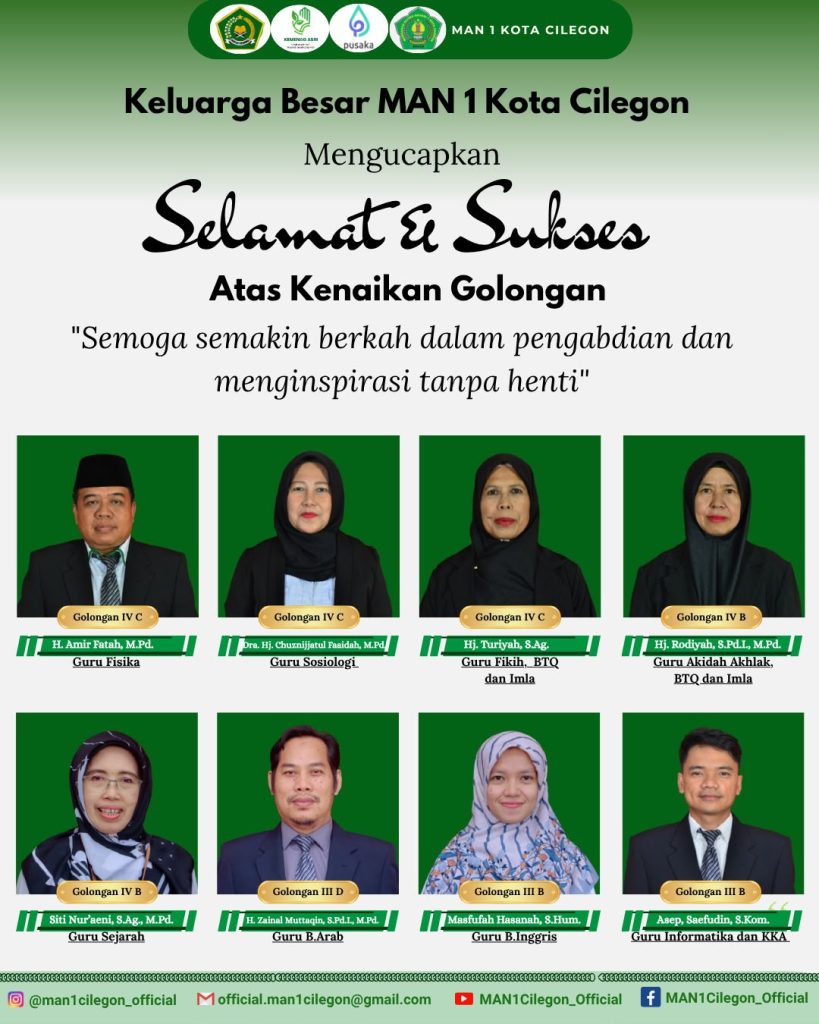 Wujud Dedikasi dan Prestasi, 8 Guru MAN 1 Cilegon Terima Kenaikan Golongan Baru
