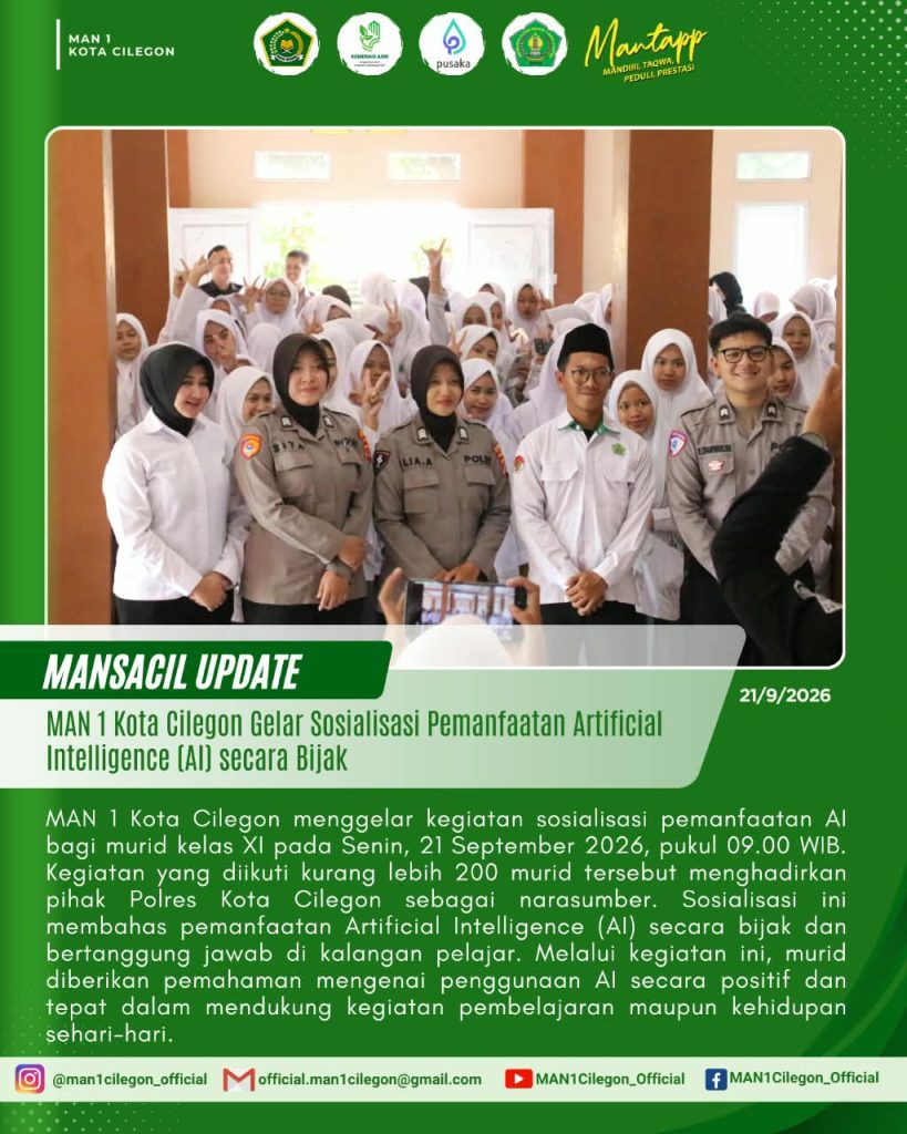 Edukasi Generasi Digital: MAN 1 Kota Cilegon Adakan Sosialisasi Pemanfaatan AI Bersama Polres Cilegon