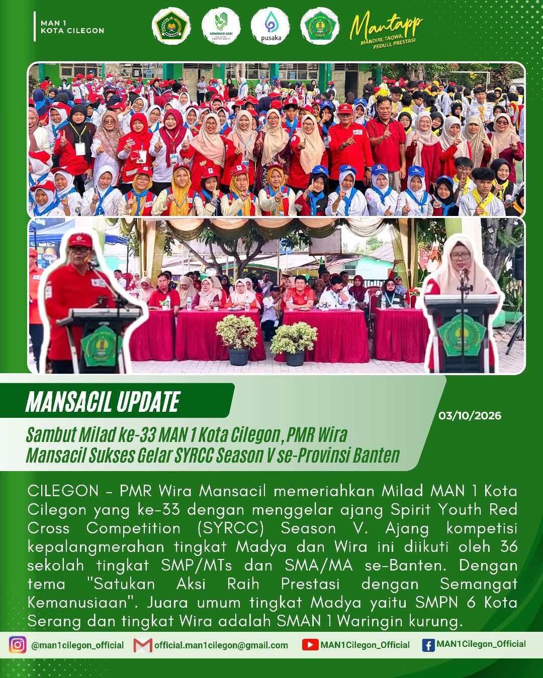 Semarakkan Milad ke-33, PMR Wira MAN 1 Kota Cilegon Sukses Gelar SYRCC Season V se-Provinsi Banten