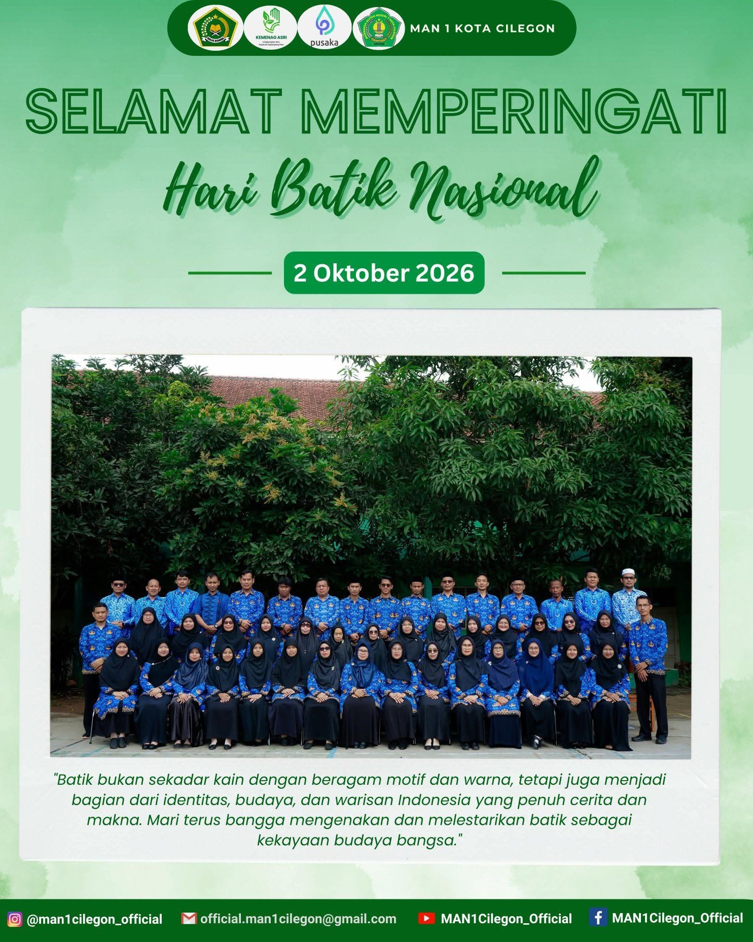 Menjaga Warisan Nusantara, MAN 1 Kota Cilegon Peringati Hari Batik Nasional 2026