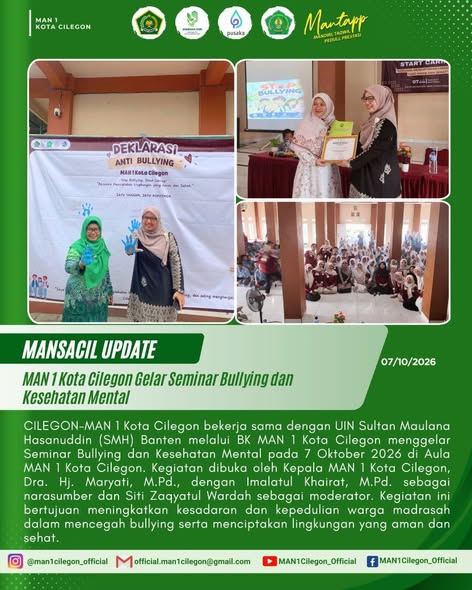 Wujudkan Lingkungan Aman, MAN 1 Kota Cilegon Gelar Seminar Bullying dan Kesehatan Mental
