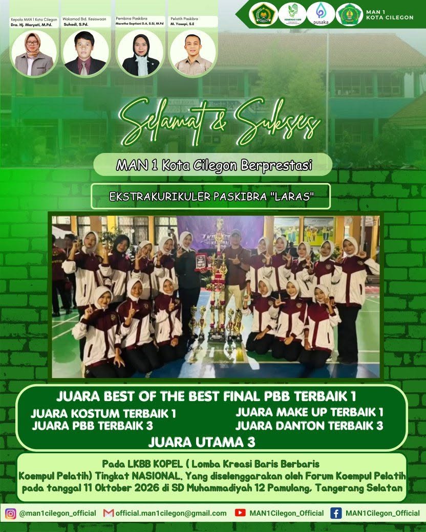 Ukir Prestasi Tingkat Nasional, Paskibra Laras MAN 1 Kota Cilegon Sabet Best of the Best PBB di Tangerang Selatan